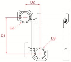 DOUGHTY  DOUGHTY T19800 – dvojitá háková svěrka 180°, rozteč 225 mm